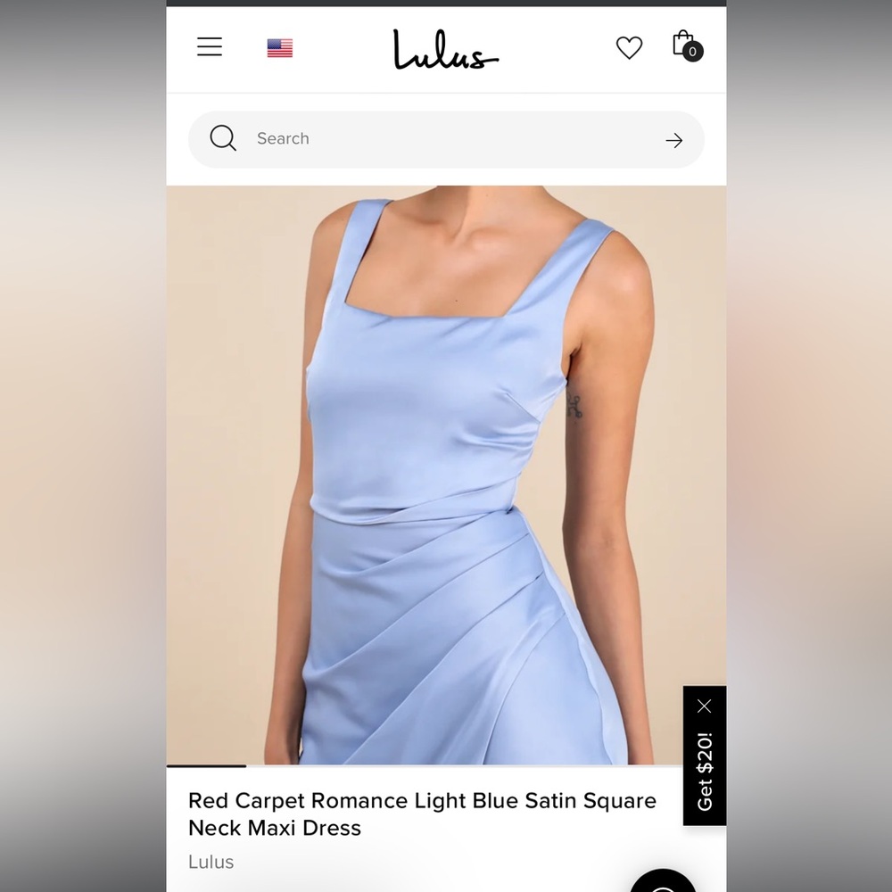 Lulu's Red Carpet Romance Light Blue Satin Square Neck Maxi Dress